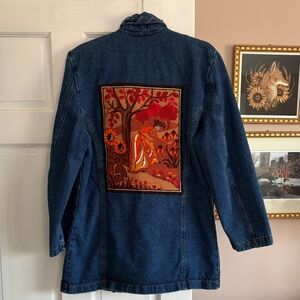 Vintage Denim Jacket with Needlepoint on back